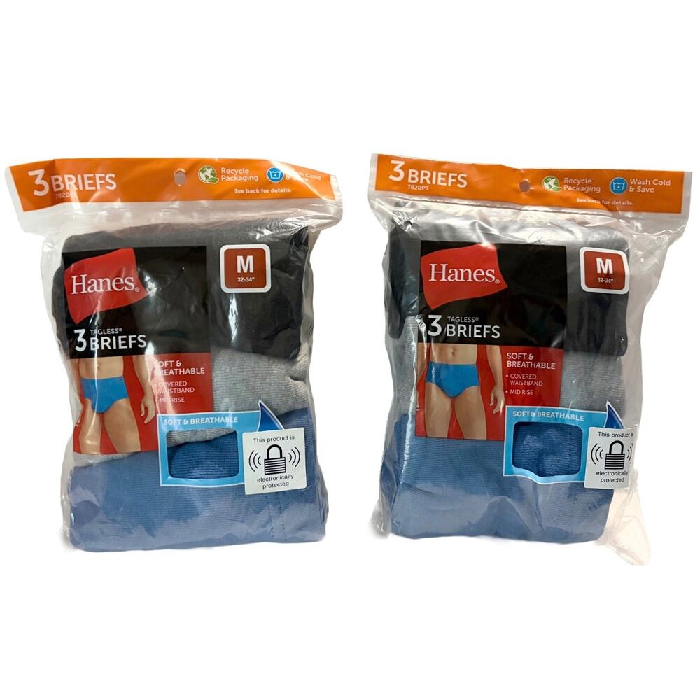 Hanes Mens Briefs 6 Pack Medium 32-34 Tagless Breathable Moisture Wicking NEW